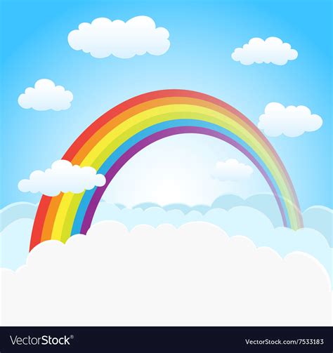 Sky background with rainbow Royalty Free Vector Image