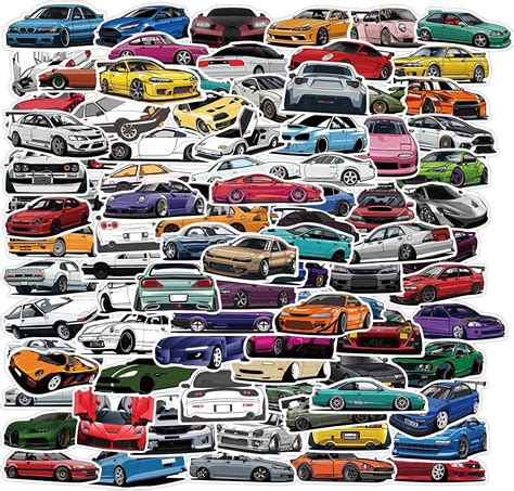 Buy 100 Packs JDM Sport Car Racing Stickers Water Bottles Laptop Phone ...