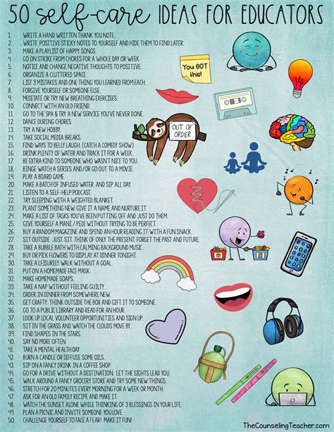 50 Self-Care Ideas for Teachers - The Counseling Teacher