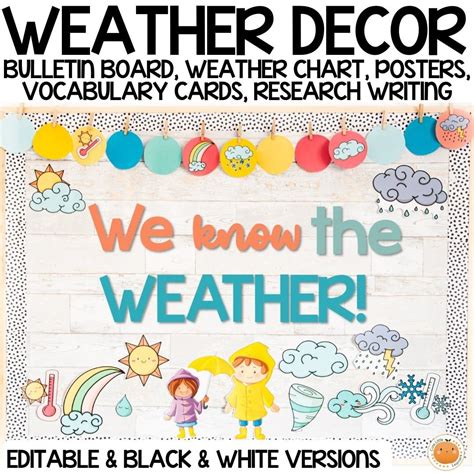 Weather Chart Bulletin Board & Classroom Decor Interactive and Editable ...