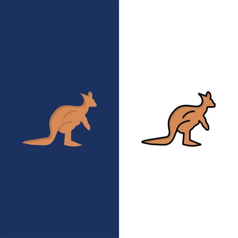 Animal Australia Australian Indigenous Kangaroo Travel Icons Flat and Line Filled Icon Set ...