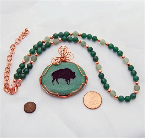 Aventurine Buffalo Spirit Totem Natural Stone Necklace - Etsy