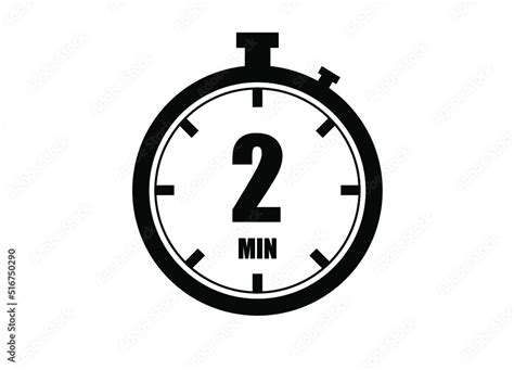 2 Minutes timers clock. Time measure. Chronometer vector icon black isolated on white background ...