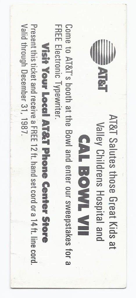 1987 California Bowl Game Ticket Stub Eastern Michigan San Jose State