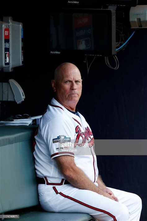 News Photo : Manager Brian Snitker of the Atlanta Braves sits... Atlanta Braves Baby, Suntrust ...