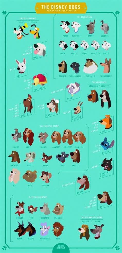 Every Dog from Disney Animated Classics Compiled into One Chart | Disney dogs, Disney nerd ...