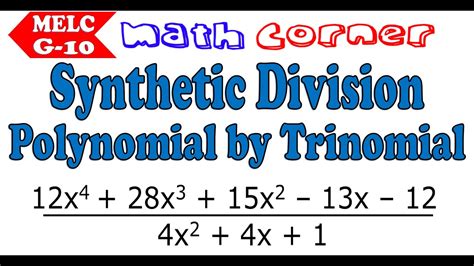 Synthetic Division of Polynomial by Trinomial | Grade 10 - YouTube