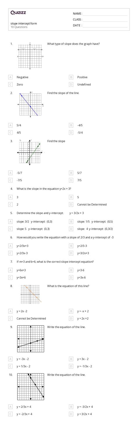 50+ Slope-Intercept Form worksheets for 6th Class on Quizizz | Free & Printable