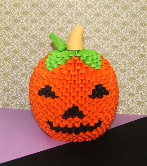 3d Origami Halloween pumpkin Paper pumpkin Origami by QuillingLife