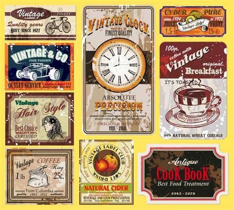 Vintage labels templates colorful old grunge decor Free vector in Encapsulated PostScript eps ...