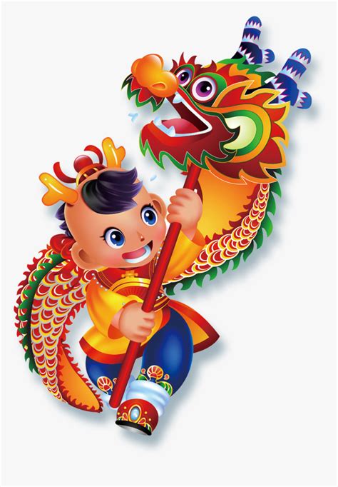 Dragon Dance Lion Dance Chinese New Year Cartoon Illustration - Lion Dance Cartoon Chinese New ...