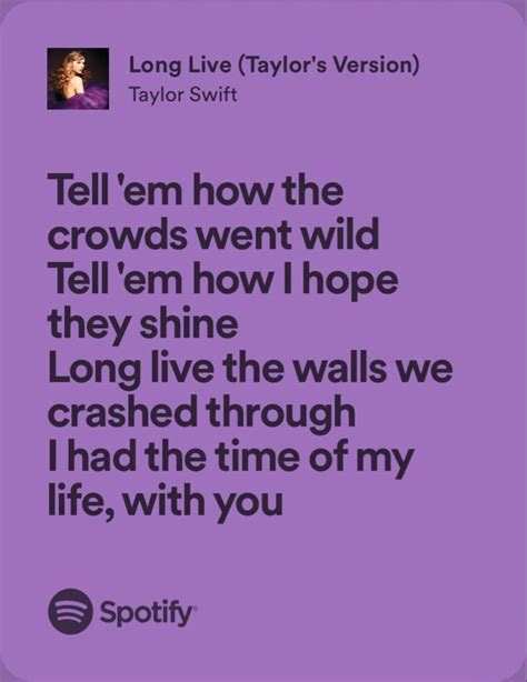 Long Live (TV) Lyrics by Taylor Swift