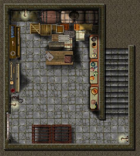 Basement Storage Room with Laboratory | Tabletop rpg maps, Dungeon maps, Fantasy city map