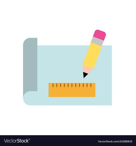 Graphic design ruler pencil paper equipment Vector Image