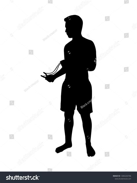 Young Man Catapult Silhouette Vector Stock Vector (Royalty Free) 1283226706