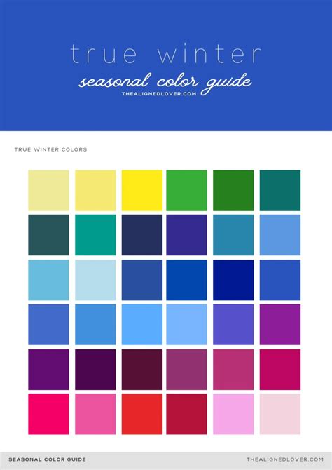 Guide to the True Winter Seasonal Color Palette | The Aligned Lover in 2022 | Season colors ...