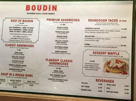 Boudin Bakery Menu