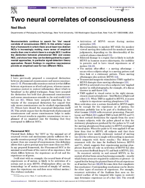 (PDF) Two neural correlates of consciousness | Ned Block - Academia.edu