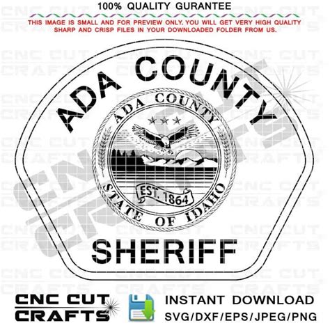 ADA County Sheriff SVG Badge Vector File Black White Outline - Etsy UK