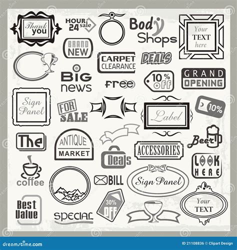 Sign Designs and Banner Headers Set Stock Illustration - Illustration ...