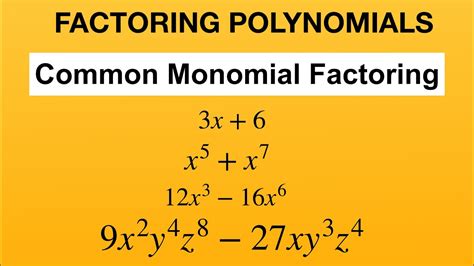 Common Monomial Factoring - Greatest Common Factor (GCF) - YouTube