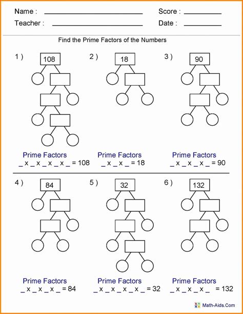 Factors Worksheets Grade 4