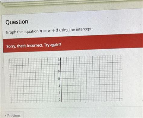 Solved Graph the equation y=x+3 using the intercepts. Sorry, | Chegg.com