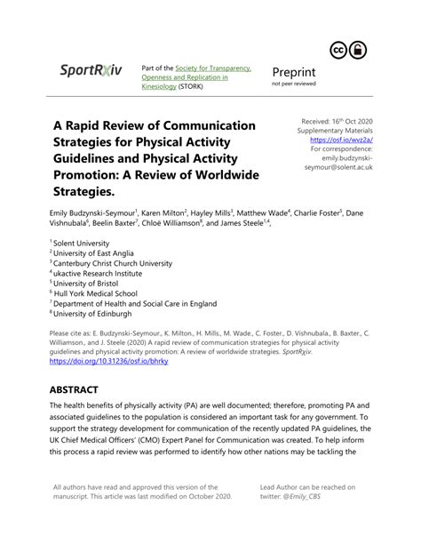 (PDF) A Rapid Review of Communication Strategies for Physical Activity ...