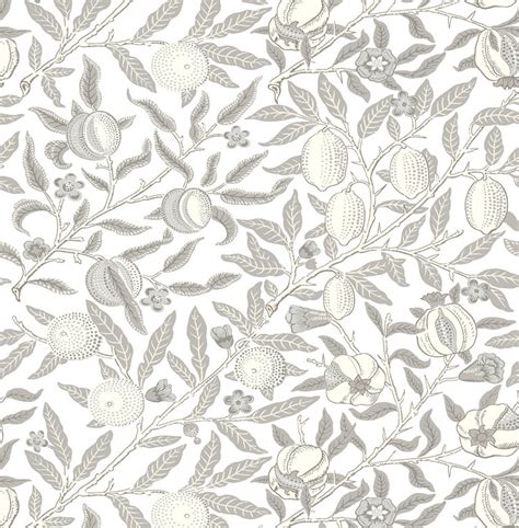 Fruit- Light Grey - traditional wallpaper style - classic floral wallpaper