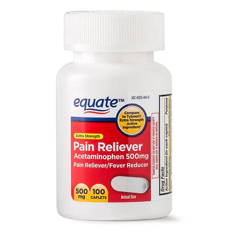 Equate Extra Strength Acetaminophen Caplets, 500 mg, 100 Ct - Walmart.com