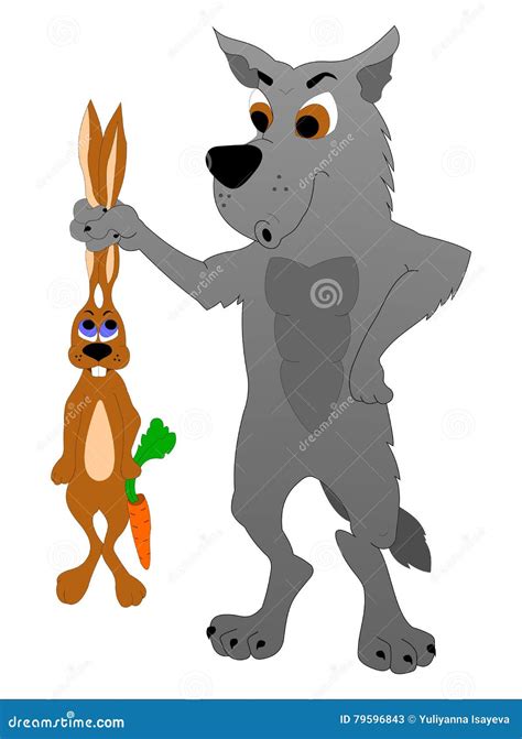 Wolf with a hare stock vector. Illustration of wolf, pretty - 79596843