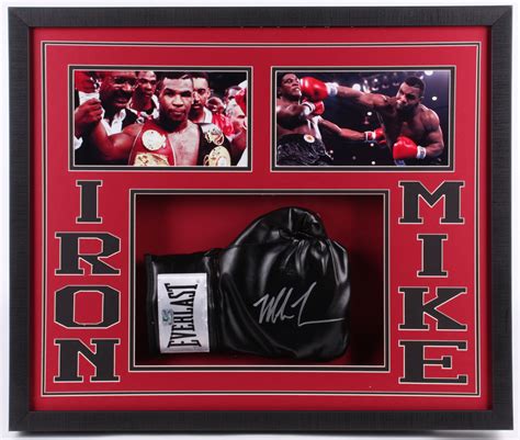 Mike Tyson Signed 21.75x25.75x2 Custom Framed Boxing Glove Shadowbox Display (Fiterman Hologram ...