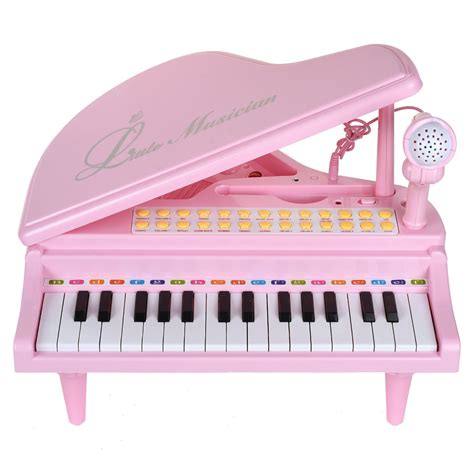 BAOLI 31 Keys Little Pink Piano for Girls with Microphone Electronic ...