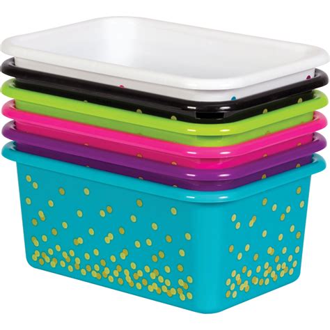 Assorted Confetti Small Plastic Storage Bins Set 6-Pack - TCR32217 | Teacher Created Resources