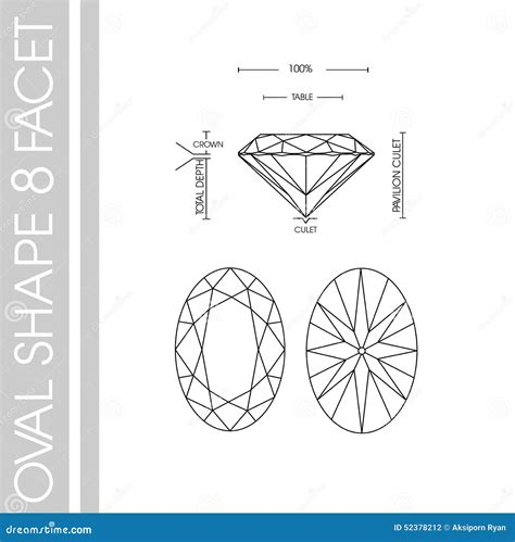 Oval Diamond Shape 8 Facet Stock Illustration - Image: 52378212