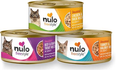 Nulo Freestyle Shredded Canned Wet Cat Food Variety Bundle - 3 Flavors - Chicken & Duck, Beef ...