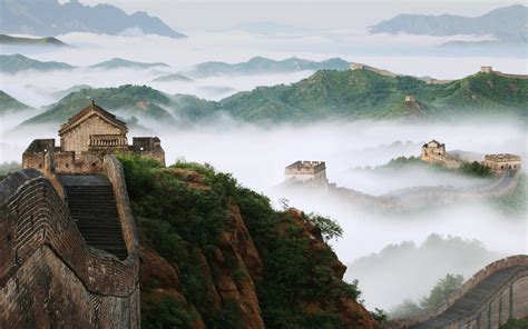 nature, Landscape, Trees, China, Great Wall Of China, Hill, Mist, Rock, Architecture, Tower ...