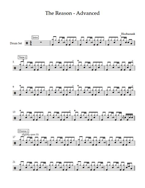 The Reason (Advanced Level) (Hoobastank) - Drums Sheet Music