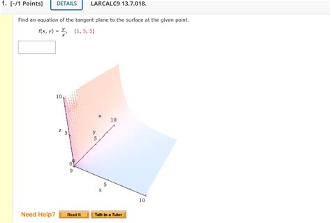 Solved Find an equation of the tangent plane to the surface | Chegg.com