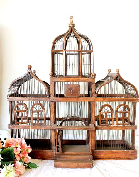 Antique Large Domed Victorian Style Wood and Wire Birdcage. $189.00, via Etsy. | Vintage bird ...