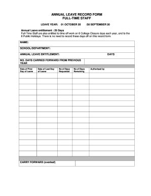 Annual Leave Staff Template Record - Employee Annual Leave Record Spreadsheet Google ...