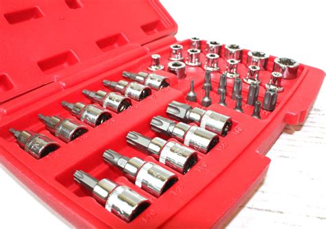 34pc Torx Star Sockets & Bit Set Male Female E-torx Security Bits 3/8 Drive – EconoSuperStore