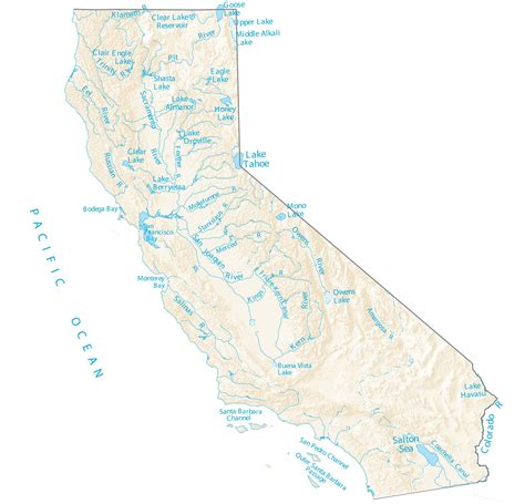 California Lakes and Rivers Map - GIS Geography