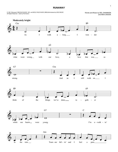 Del Shannon - Runaway sheet music