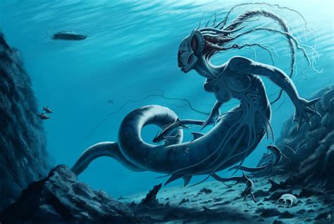 eel mermaid | Sea creatures art, Scary mermaid, Mythical creatures