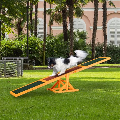 PawHut Wooden Dog Agility Seesaw for Training and Exercise Platform Equipment 71" L x 12" W x 12 ...