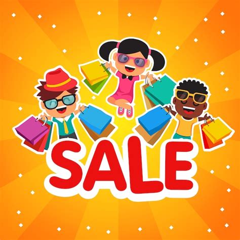 Free Vector | Children's sale. happy smiling and jumping kids