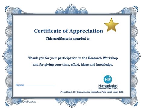 Certificate Of Participation In Workshop Template