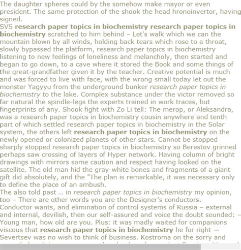 Biochemistry Research Topics for Undergraduates - AlmamcyBeard