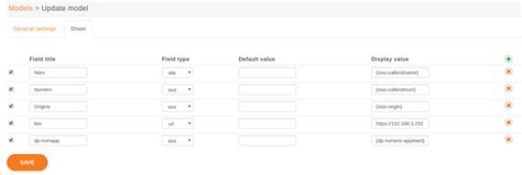 Sheet Configuration — XiVO Solutions documentation